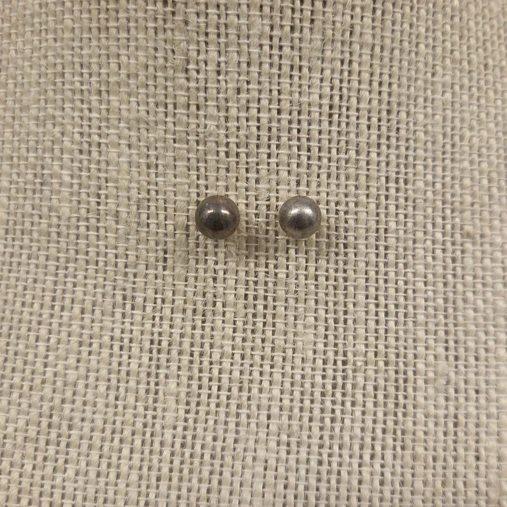 Vintage 6mm Sterling Silver Ball Stud Earrings 925‎